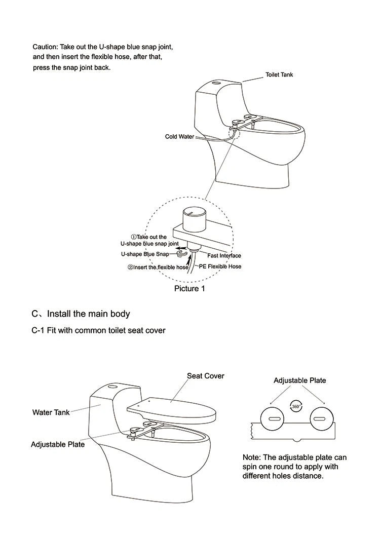 Plastic Sanitary Cold Water Toilet Seat Bidet